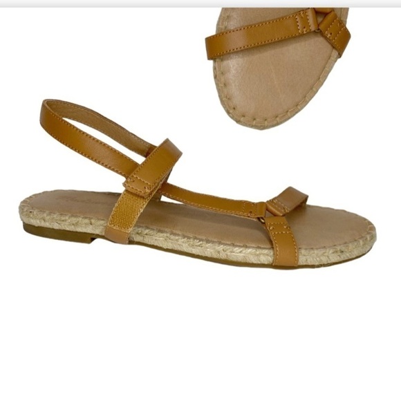 Madewell The Hallie Espadrille Tan Leather Sandals in Vachetta Size 9 - Picture 4 of 9